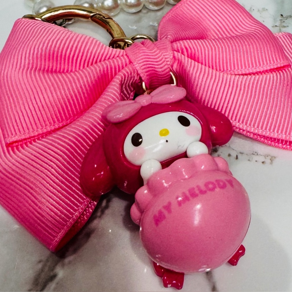 My Melody Keychain with Bow and Pearls